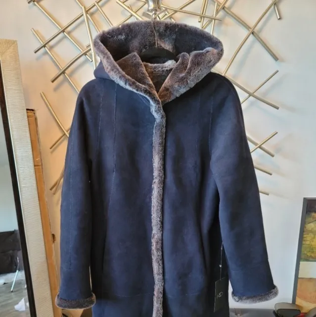 NEW HiSO Women’s Zinnia Reversable Shearling Designer  Coat (Orig. $1,895)