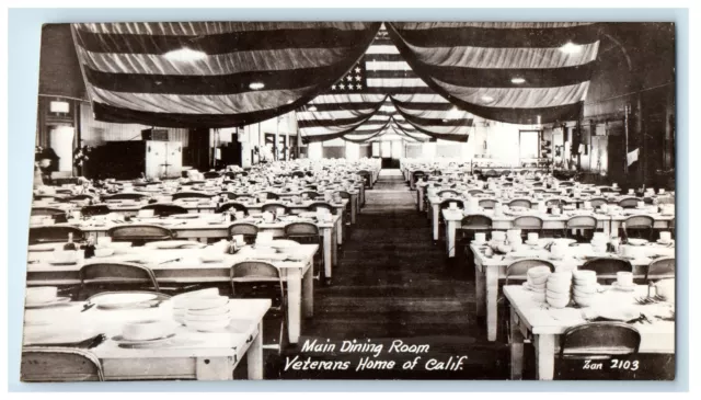 c1940's Main Dining Room Veterans Home Of California CA RPPC Photo Postcard