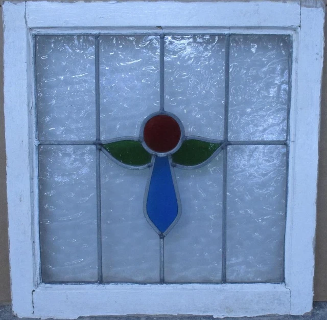 OLD ENGLISH LEADED STAINED GLASS WINDOW Simple Abstract 20.25" x 20.5"