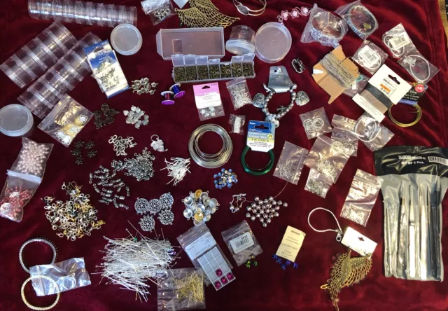 Huge Lot Jewelry Making Beads, Clasps Etc. Some Swarovski Elements Included