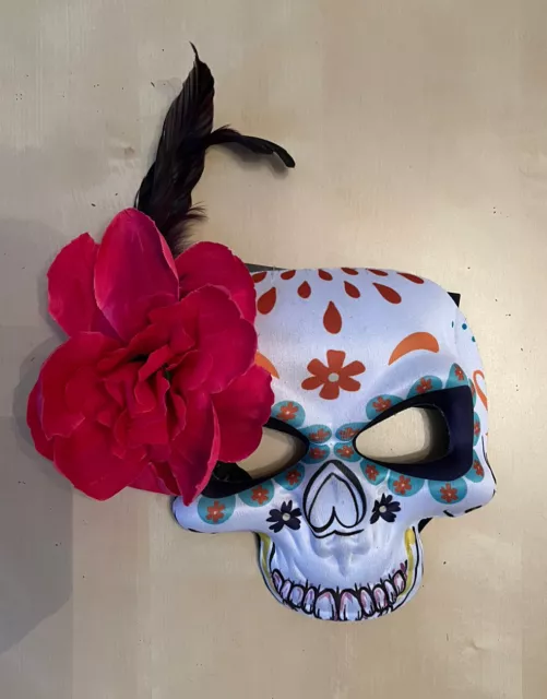 Day of the Dead Sugar Skull Mask Halloween Costume Fancy Dress Up Adult Red