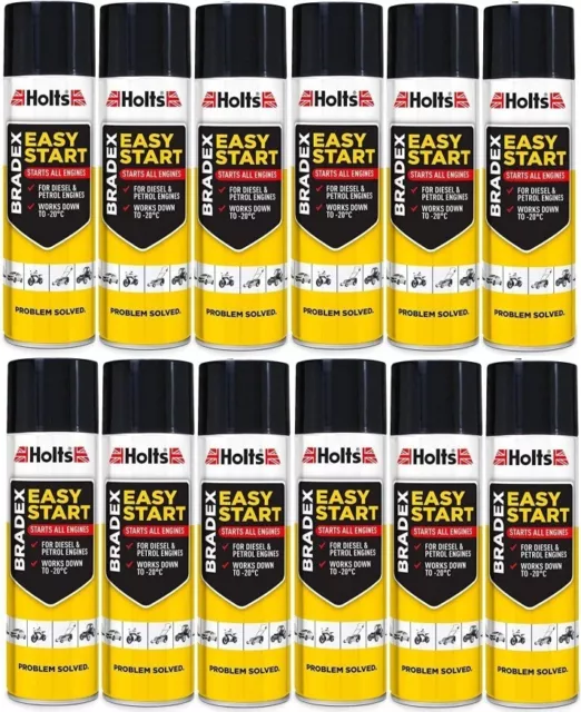 12 X Bradex Easy Start Aerosol - 300ml Can - Starts Petrol & Diesel Engines