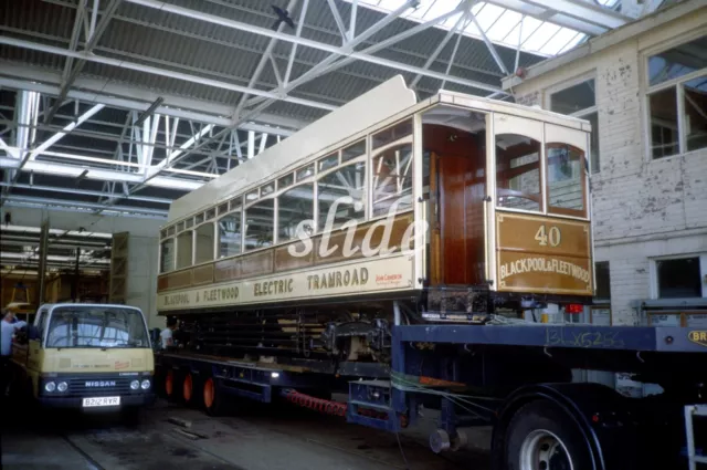 Blackpool Fleetwood Box Tram 40 1988 Rigby Road Arrives Original Slide+Copyright