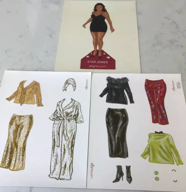 New Complete Star Jones 1999 Uncut Paper Doll 15 Pc Set Unused Clothes