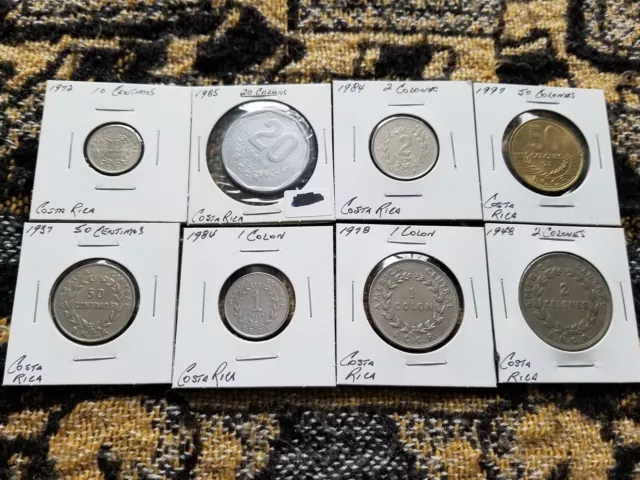 Costa Rica : Collection of 8 Different Circulated Coins - iv