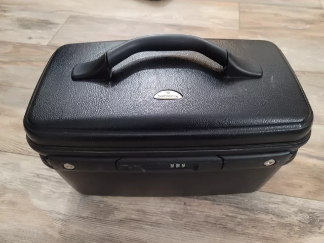 Samsonite Black Hard Shell Train Case-Make Up-Mirror Vintage