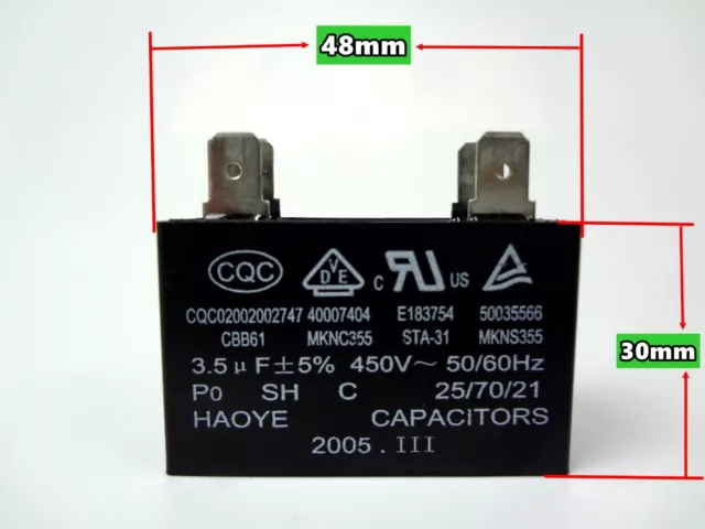 Air Conditioner or Dishwasher Motor Start Run Capacitor 3.5uF 2+2 pins (D178) 2