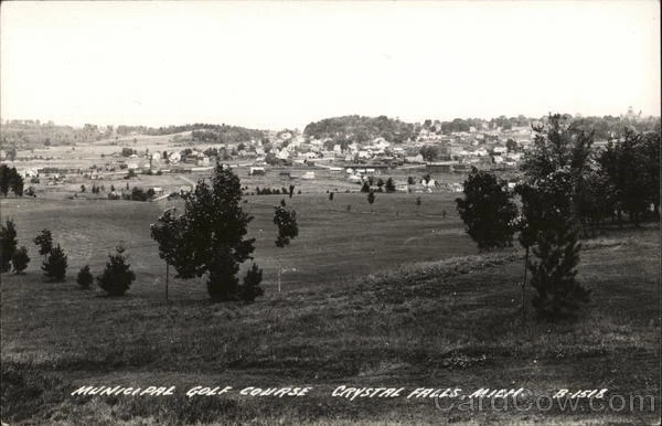 1956 RPPC Crystal Falls,MI Municipal Golf Course Iron County Michigan Postcard