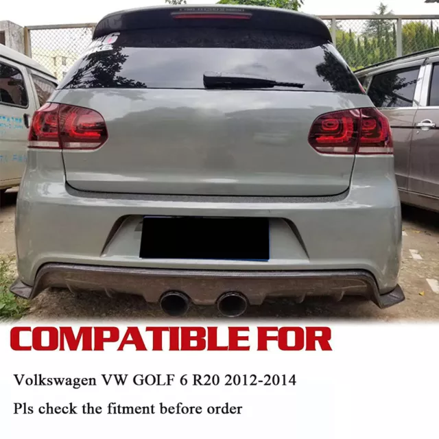 For Volkswagen VW Golf VI MK6 R20 2012-14 Carbon Fiber Rear Bumper Diffuser Lip 2