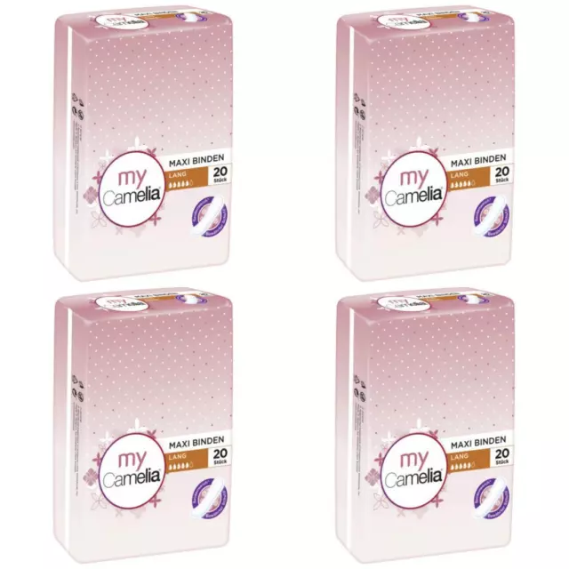 0,20 Euro pro Stück 4 x Camelia Maxi Binde Damenbinden Lang 20 Stück