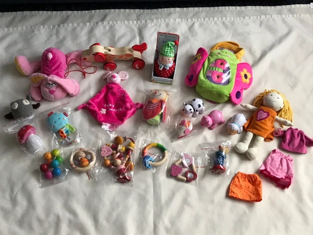 19 tlg. Baby Spielzeugpaket: Haba, die Spiegelburg, Hape usw + Baby Decke