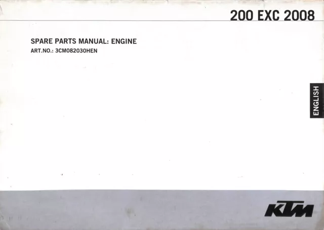 KTM 200 EXC ~ 2008 ~ ENGINE Spare Parts MANUAL Book Catalogue English