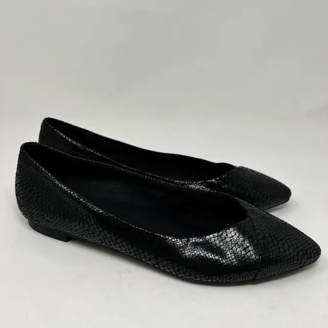 Vionic Caballo Ballet Flat Womens Size 11 Pointed Toe Black Leather Snakeskin