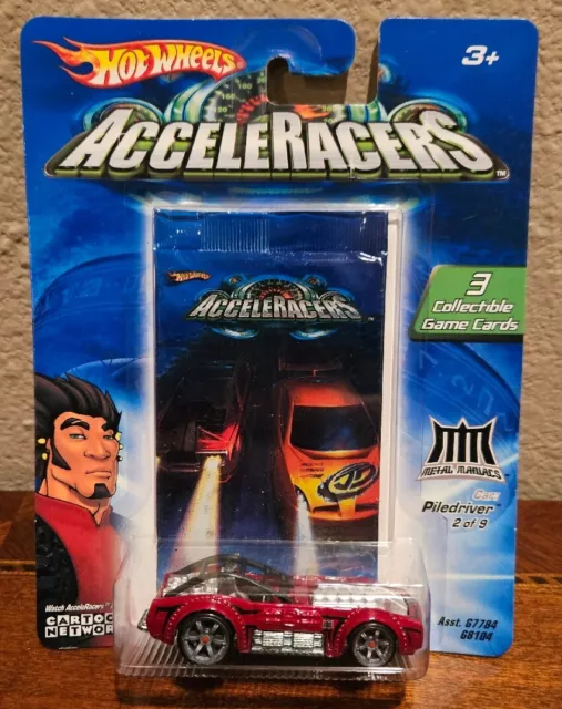 Hot Wheels AcceleRacers Metal Maniacs Piledriver 6 Spoke Tires New on NICE CARD