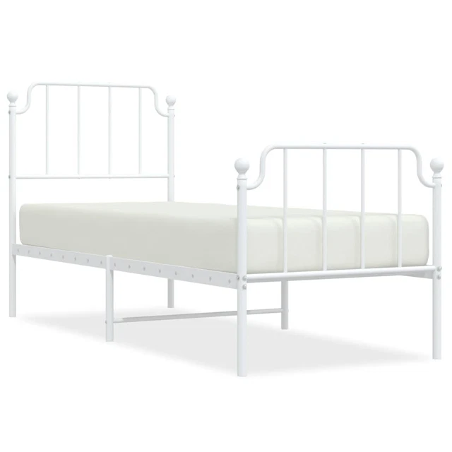 VIDAXL METAL BED Frame without Mattress with Footboard White 75x190cm £