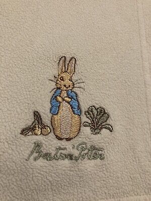 Manta de cuna Beatrix Potter Lovey guardería bordada Peter Rabbit 2004 en muy buen estado
