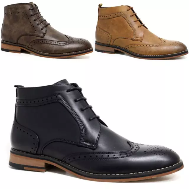 MENS CAVANI LEATHER Boots New Smart Formal Brogue Combat Lace Ankle Boots Shoes 25.95 PicClick UK