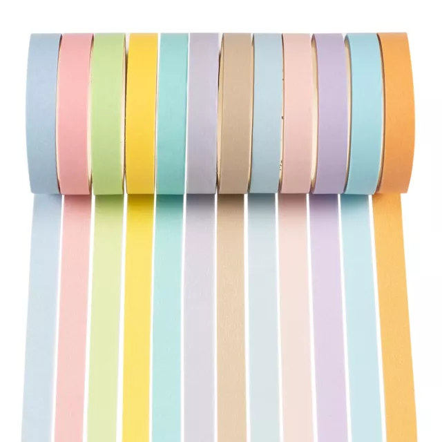 YUBBAEX Skinny Pastel Washi Tape Set Solid Color Thin Decorative Masking Tapes