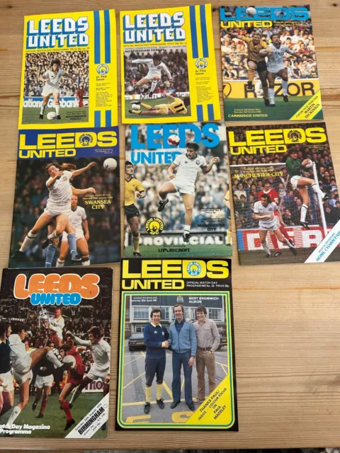 Job Lot of 8 Football Programmes - LEEDS UNITED home games 1970's & 1980's