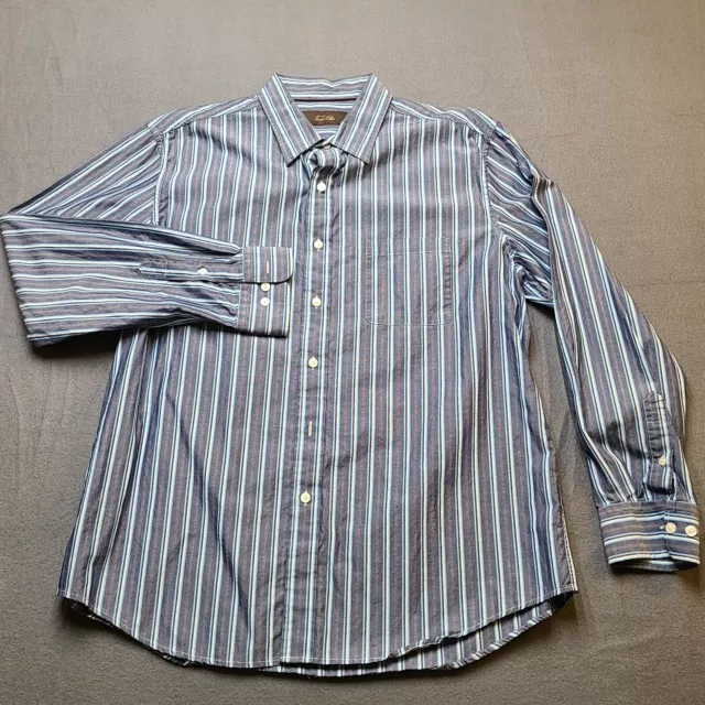 Tasso Elba  Men's Large  Blue Grey Stripe  Long  Sleeve Button Down Shirt