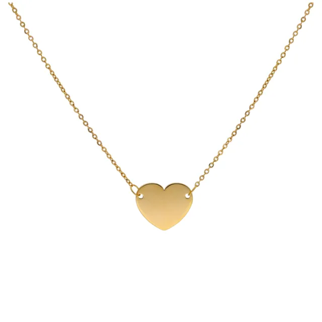 Fine 9ct Gold Plain Heart Necklace 16 Inches