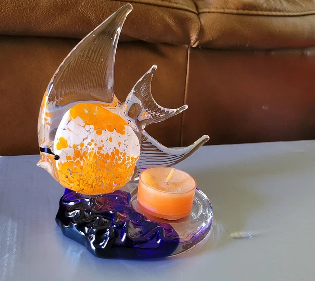 VNDS 1950's Exotic Vivid Tropical Crystal Glass Orange Fish Figurine (MEDIUM...