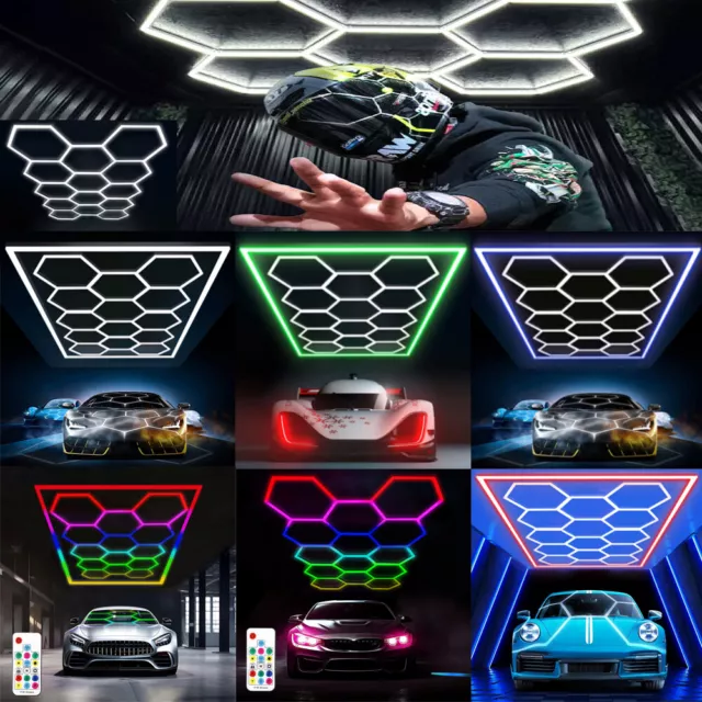 14 X Hexagon LED Lampe Röhren Werkstatt Garage Wand Decken Leuchte Beleuchtung.