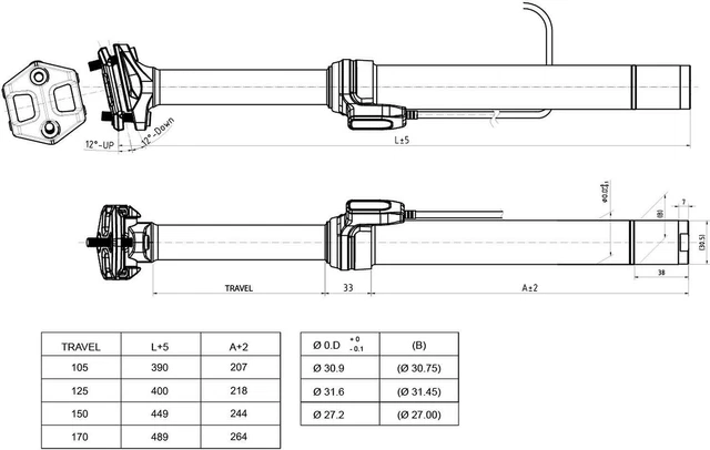 BRAND-X Ascend Dropper Seatpost | 30.9 x 459 x 150mm 2