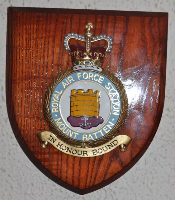 ROYAL AIR FORCE Station Mount Batten mess wall plaque shield RAF £50.00 ...