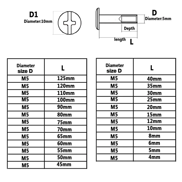 M5 (5 mm) rivets complets, tête plate-fente croisée-écrous-jeu de rivets, cuivre 3