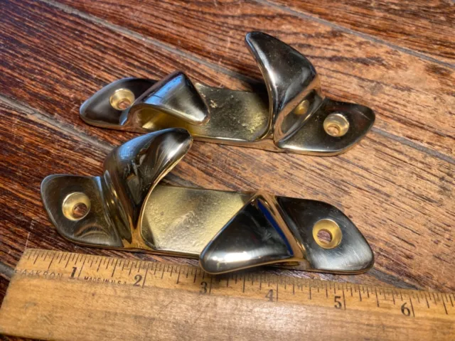 Pair Of Cast Polished Bronze/Brass? Bow Skene Chocks 6" Long