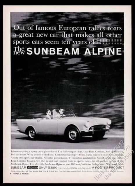 1960 Sunbeam Alpine car photo vintage print ad