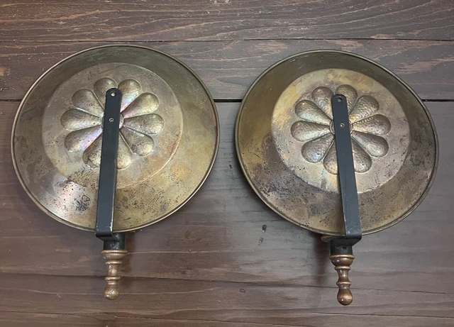 Set of 2 Vintage Copper Sconce Wall Mount Candle Reflector 2