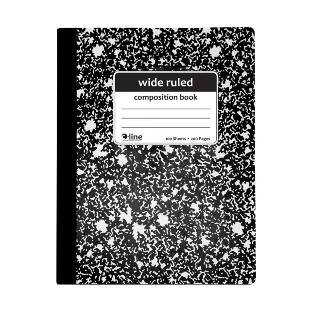 C-Line Composition Book Wide Ruled-100 Sheets, Black Marble