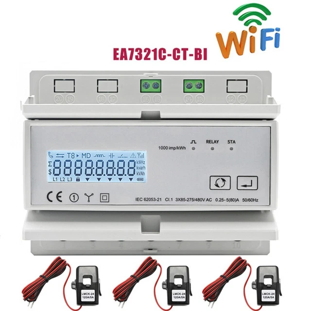 Misuratore di energia trifase Smart IoT con Tuya WiFi e immunità ai disturbi