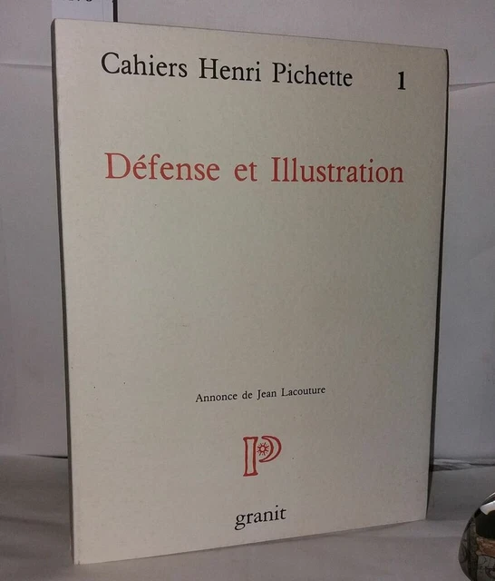 CAHIERS HENRI PICHETTE NUMERO 1 DEFENSE ET ILLUSTRATION Bon état