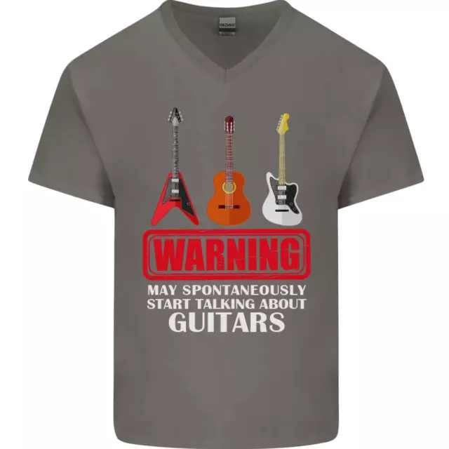 T-shirt chitarrista May Start Talking About Guitars da uomo collo a V cotone 2