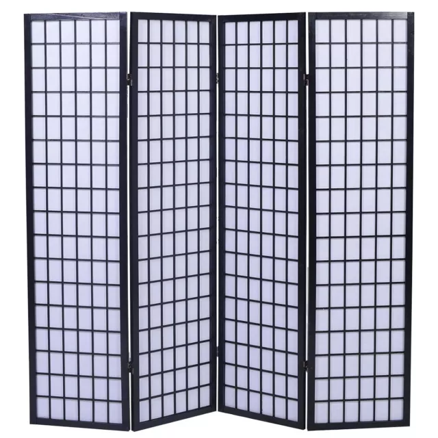 Tokyo Japanese Room Divider Shoji Privacy Screen Black 4 Panels - 24HR Delivery