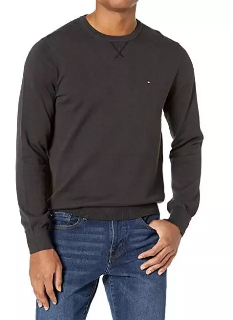 Tommy Hilfiger Men's Deep Black Signature Solid Crew Neck Sweater Size S