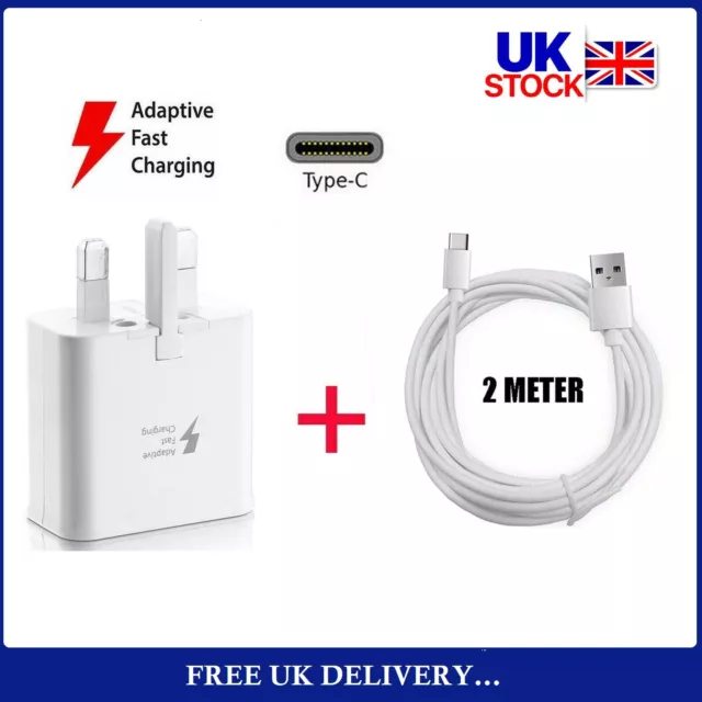 Fast Charger Adapter Plug & 2M USB-C Charging Cable For Samsung Galaxy Phone Lot