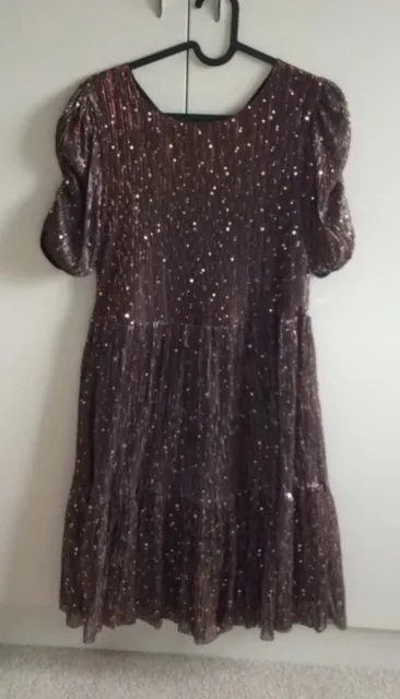 Next age 12 girls Party Dress sparkly brown gold stunning!