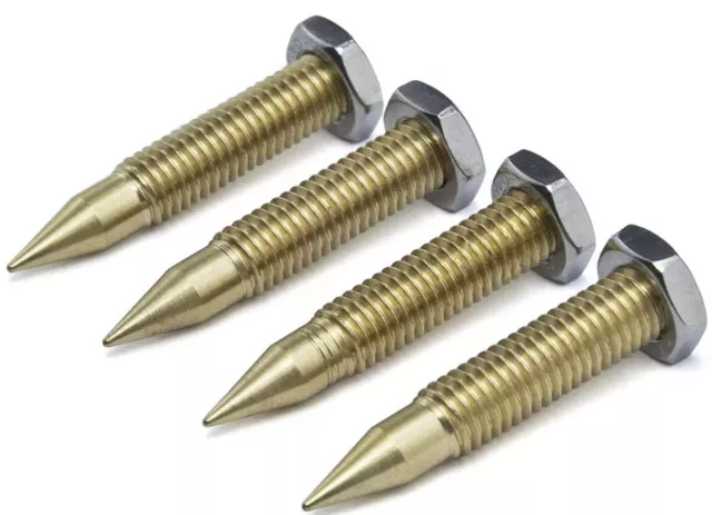 PrecisionGeek -M8 Brass Speaker Spikes L=45mm (incl. 4x locking nuts) - Set of 4