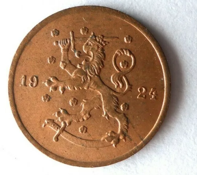 1924 FINLAND PENNI - AU RED - High Quality Coin - FREE SHIP - Bin #176