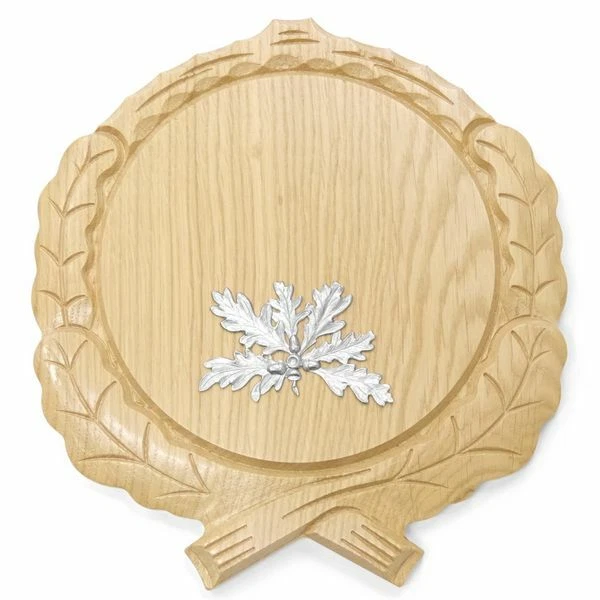 Placa de Jabalí Tallado Roble Claro Af 17,5 CM Con 1 X 6-blättrigen Hoja