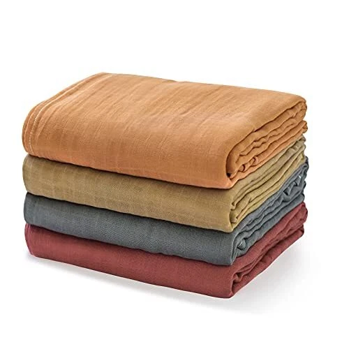 Momcozy Lot de 4 Langes Bebe 120x120 cm, Couverture Emmaillotage Bebe en Coton e