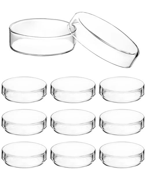 Glass Petri Dish Petri Plates with Lid, Thicken, 60mm x 18mm, 10 Pack