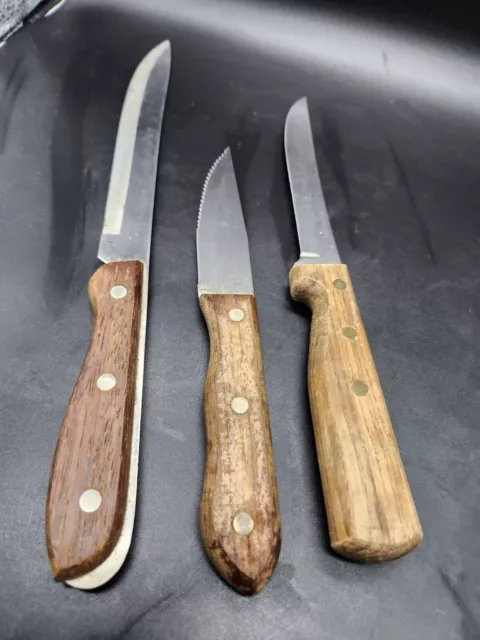 VNTG Japan Knife Lot Wooden Handle Stainless Steel Imperial Steel Savoy