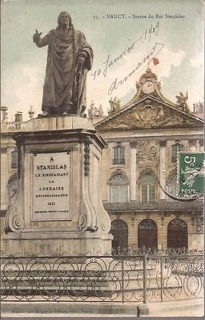 Cpa Nancy. The Statue Of The King Stanislas. Color.1920.Tbe*