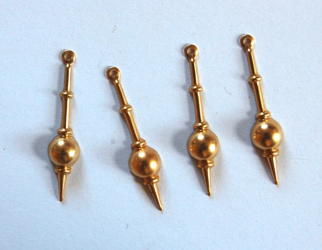 Vintage 4 Raw Brass Stamping Pendant Beads Balls Steampunk Ball Pointy Bead