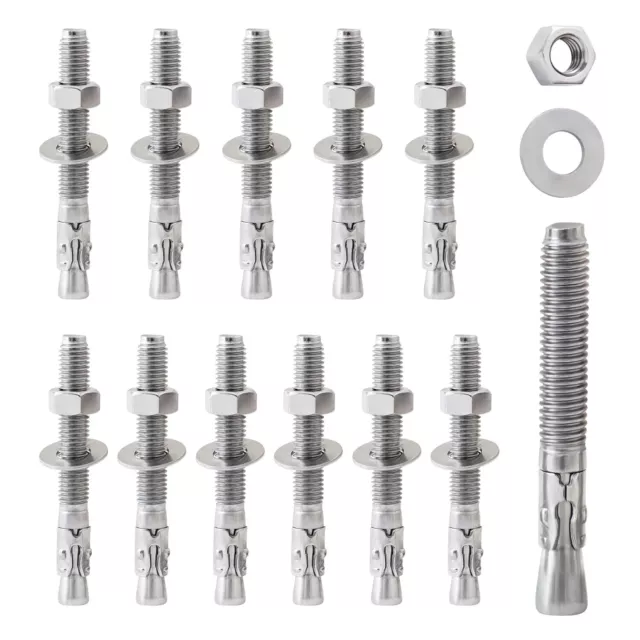 STAINLESS STEEL CONCRETE Anchor Bolts 1/2 x 3-3/4 Inch 12-Pack Wedge ...
